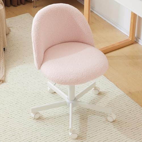 VINGLI Sunny Egg Yellow Rolled Task Chair, Armless Desk Chair with Lumbar Support