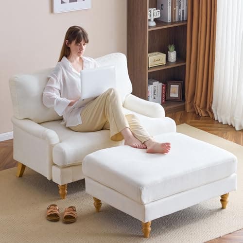 Bezseller Oversized Chaise Lounge Chair, Beige, Perfect for Living Room & Bedroom