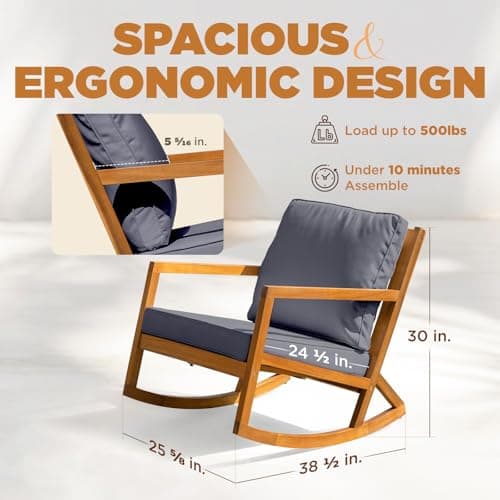 IDZO Premium Rocking Chair, 500lbs Capacity, Grey