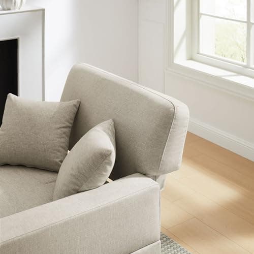 47" Adjustable Backrest Chaise Lounge Chair with Pillows, Oversized for Living Room, Bedroom, Office (Light Khaki)