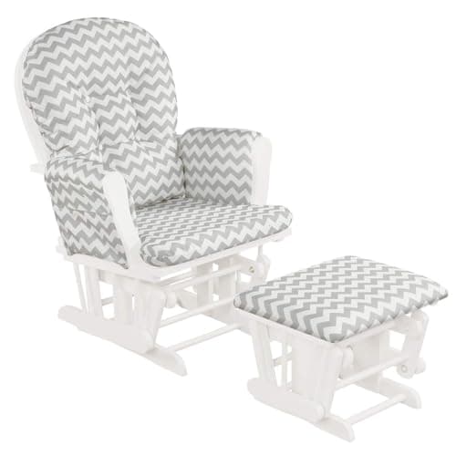 Costzon Brown Wood Glider Rocker with Storage & Padded Arms