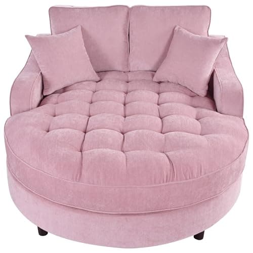 55" Oversized Indoor Chaise Lounge Sofa Bed with Tufted Seat & Detachable Pillows