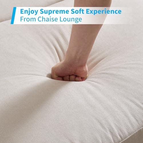 Mjkone Beige 61" Velvet Chaise Lounge Chair - Modern Sleek Recliner