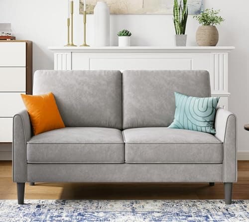 LINSY Blue Loveseat Sofa - Comfortable Small Space Couch with Thick Cushion