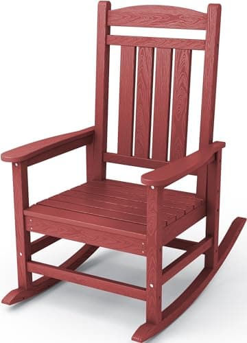 KINGYES Aruba Blue HDPE Outdoor Patio Rocking Chair, 330lbs Support