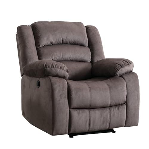 Classic Power Recliner Chair - Oversized Electric Overstuffed Chair with Soft Cushion and Back - Comfortable Armchair for Living Room, Gray