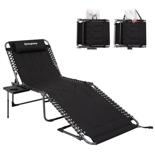 KingCamp Oversize Padded Folding Chaise Lounge Chair for Outdoor Use