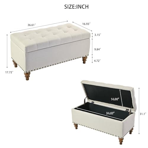 Christopher Knight Home Naja Ottoman Storage Bench, Rectangular Upholstered Bench with Storage