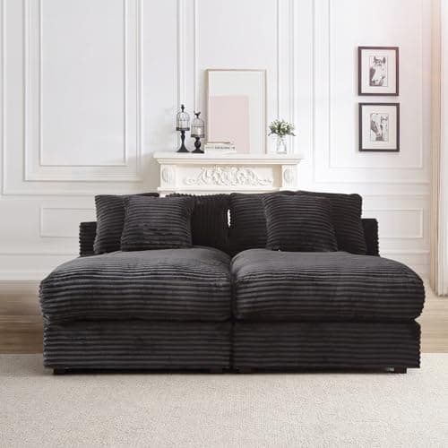 Oversized Corduroy Chaise Lounge Chair Indoor for Living Room, Bedroom, Office