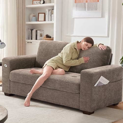 Ihanherry 70 Inch Loveseat with Charging Port & Side Pocket, Comfortable Modern Sofa