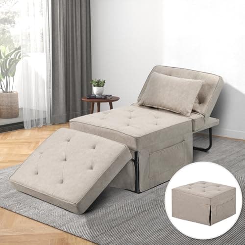 4-in-1 Convertible Sofa Bed with Adjustable Backrest, Gray (Large)