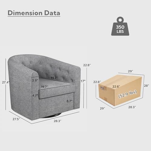 Gray Bonzy Home Swivel Chair for Living Room & Nursery