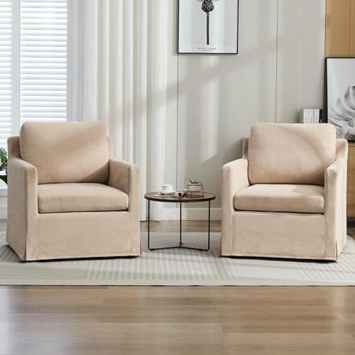 Light Gray Wavy Chenille Swivel Chair - Mid Century Modern Living Room Accent