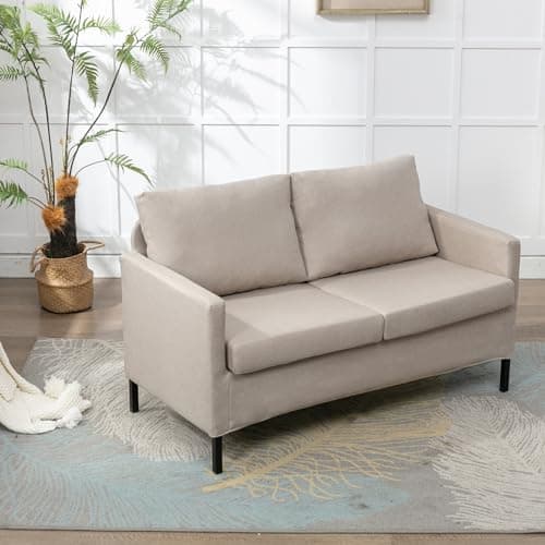 TYBOATLE Beige Modern Small LoveSeat Sofa for Living Room and Compact Spaces