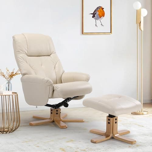 Stylish Dark Brown Swivel Recliner Chair with Ottoman for Adults