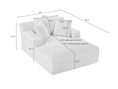 49.2" Full Foam Oversized Chaise Lounge Chair, Cozy Corduroy Upholstered Sleeper Sofa