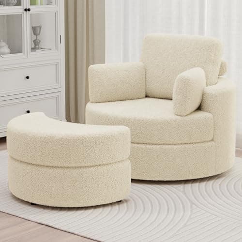 Single Swivel Chair with Ottoman for Living Room