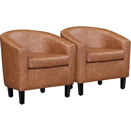 Yaheetech Beige Corduroy Barrel Chair for Living Room and Bedroom