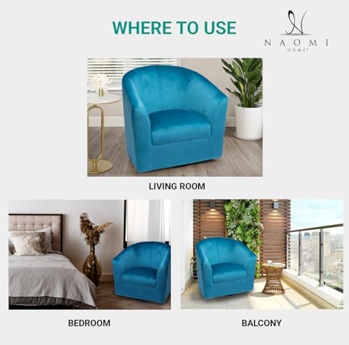 Ariana Turquoise Microfiber 360 Swivel Barrel Chair for Living Room
