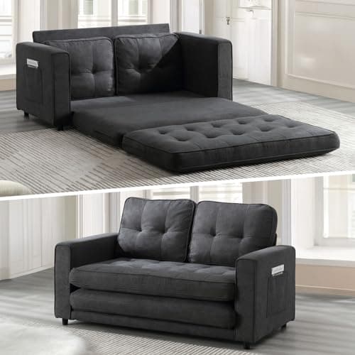 Convertible Loveseat Sleeper Couch with Legs and Back Cushion