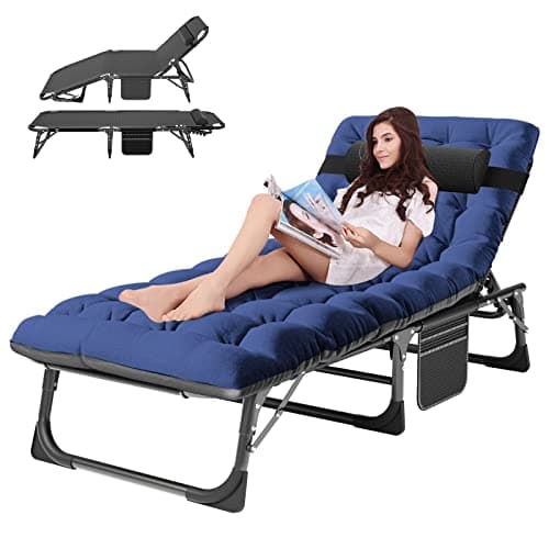 ABORON Heavy Duty Outdoor 5-Position Folding Lounge Chair with Pad