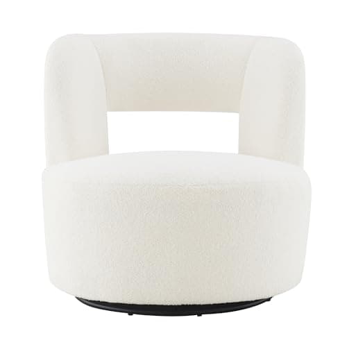 GDFStudio Cream Swivel Armless Chair for Living Room & Bedroom
