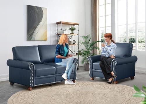 Chesterfield Living Room Furniture Set with Storage, Navy Blue