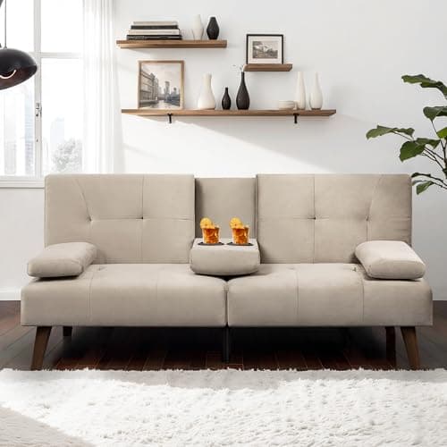 JAMFLY Futon Couch Sofa Bed for Small Spaces (Dark Gray)