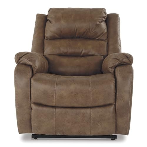 Signature Design by Ashley Brown Faux Leather Electric Power Lift Recliner for Elderly