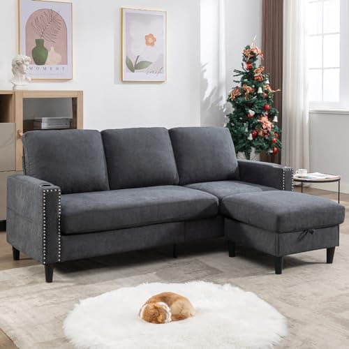 Convertible Sectional L-Shaped Couch for Small Living Spaces
