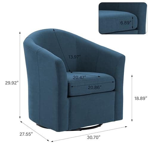 UIXE Blue 360° Swivel Accent Chair Set of 2