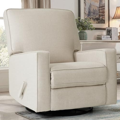 Blue Fabric Rocker Recliner Chair for Nursery and Living Room