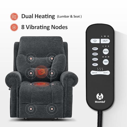 MCombo Power Lift Recliner Chair with Massage, Heating, and Adjustable Headrest for Elderly People