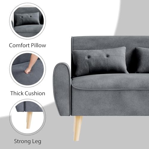 JAMFLY Dark Gray Loveseat Sofa for Living Room and Small Spaces