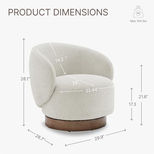 Cream Upholstered Swivel Armchair for Living Room & Bedroom