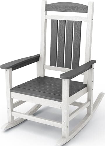 KINGYES Aruba Blue HDPE Outdoor Patio Rocking Chair, 330lbs Support