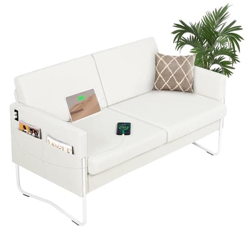 51 Small Sofa Couch with USB Ports, Modern Grey Loveseat for Small Spaces