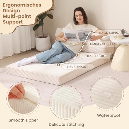Beige 2-in-1 Folding Sofa Bed & Pull-Out Chair Bed, Comfortable Living Room & Bedroom Essential