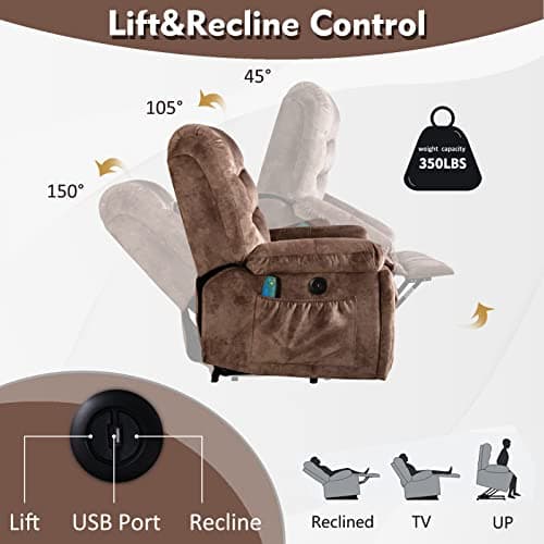 CANMOV Large Power Recliner Chairs with Massage & Heat for Elderly