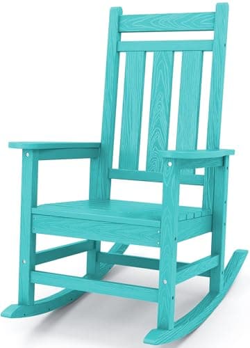 KINGYES Heavy Duty All-Weather Outdoor Rocking Chair, Gray