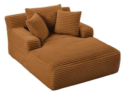 49.2" Full Foam Oversized Chaise Lounge Chair with Cushioned Armrests and Throw Pillows