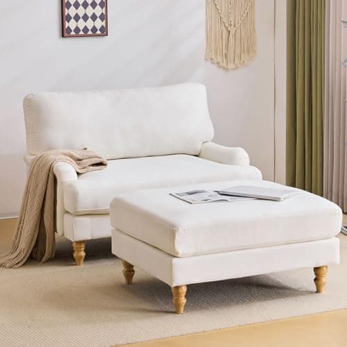 Bezseller Oversized Chaise Lounge Chair, Beige, Perfect for Living Room & Bedroom
