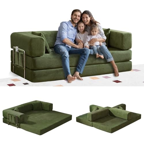 Modular Fold Out Queen Cama Couch Bed in Corduroy for Living Room Apartment