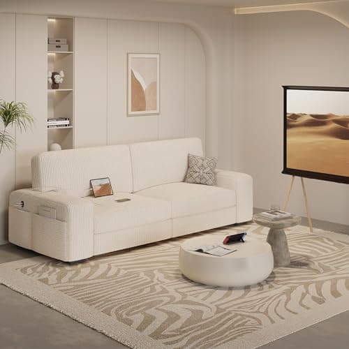 Yaheetech 83.5" Modern 2 Seater Corduroy Sofa with USB Ports & Storage Pockets
