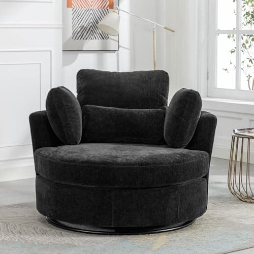 Oversized Swivel Accent Chair for Living Room Bedroom Hotel Office - Beige Boucle