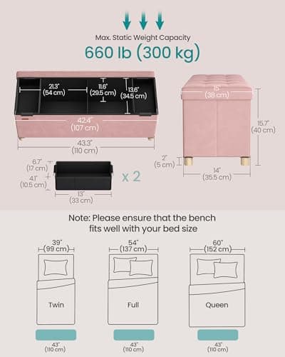 SONGMICS Folding Storage Chest with Foot Rest, 30 Gal., Jelly Pink