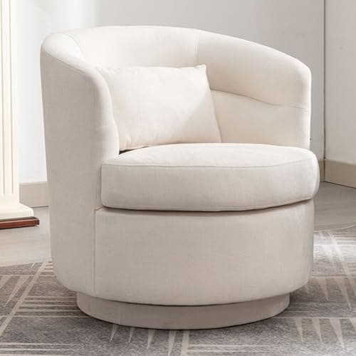 Modern Swivel Barrel Chair with Pillow for Living Room or Bedroom - Grey