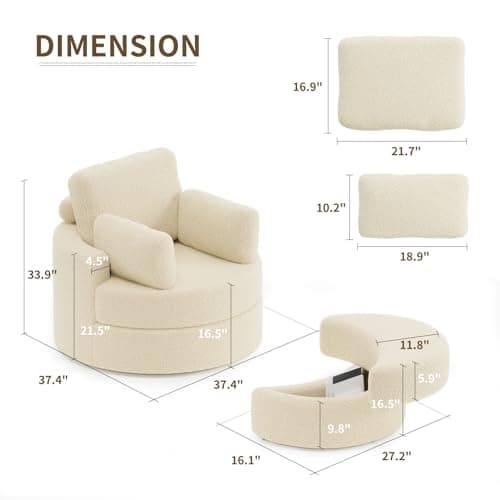 Single Swivel Chair with Ottoman for Living Room