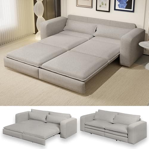Light Brown 93.7" 3-in-1 Recliner Sleeper Sofa Bed, Faux Leather Office Living Room