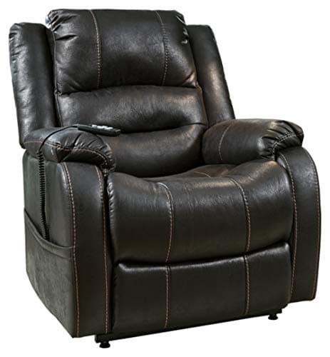 Signature Design by Ashley Brown Faux Leather Electric Power Lift Recliner for Elderly
